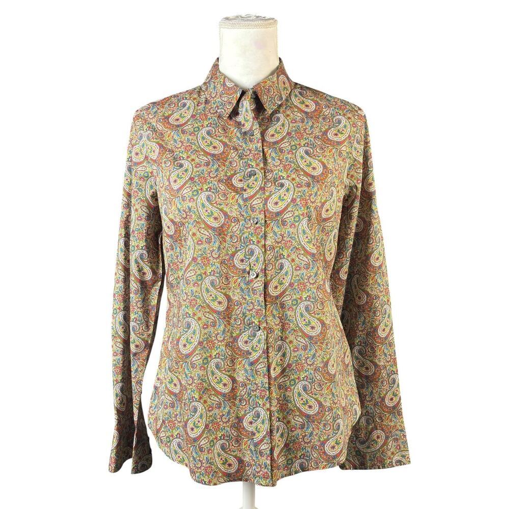 J. Crew Slim Perfect Top Size 8 Liberty Lee Manor Paisley Button Down Preppy - Picture 3 of 12